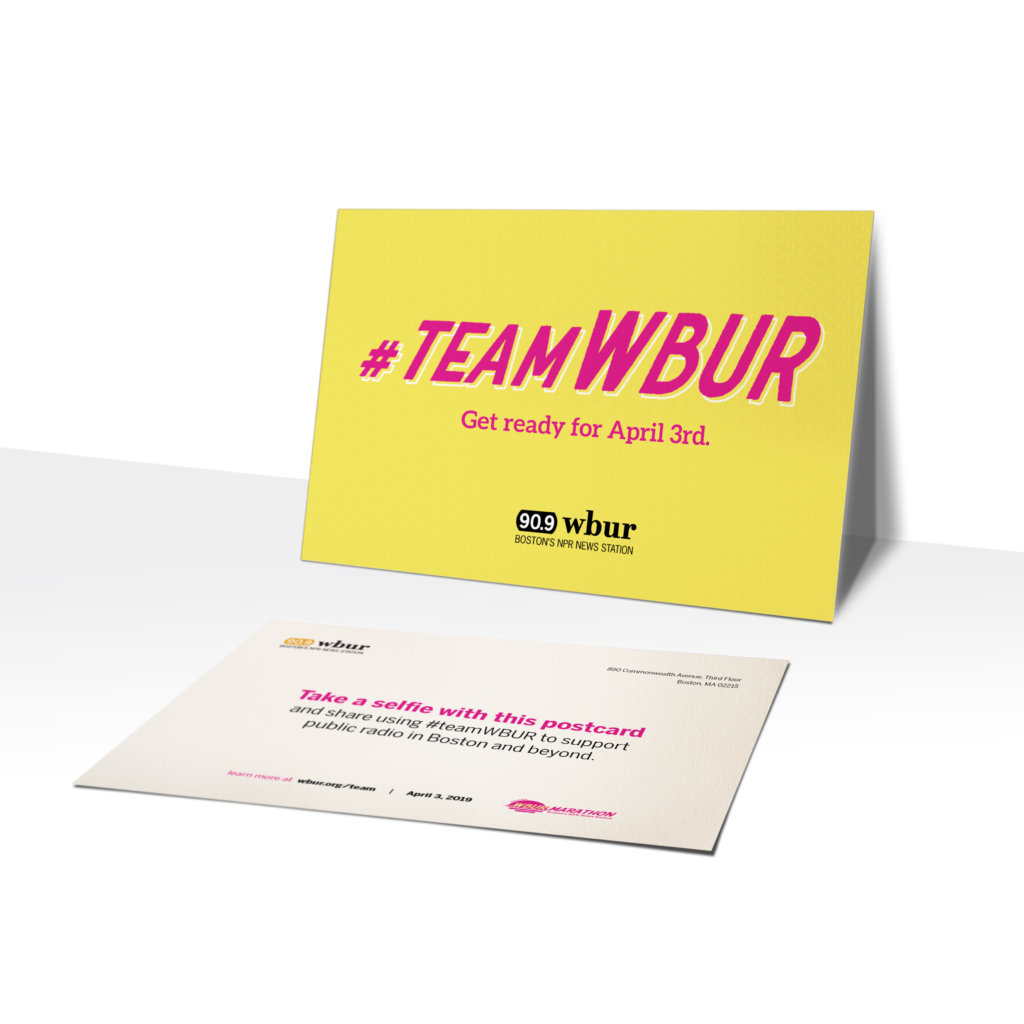 WBUR Marathon campaign promotional postcard