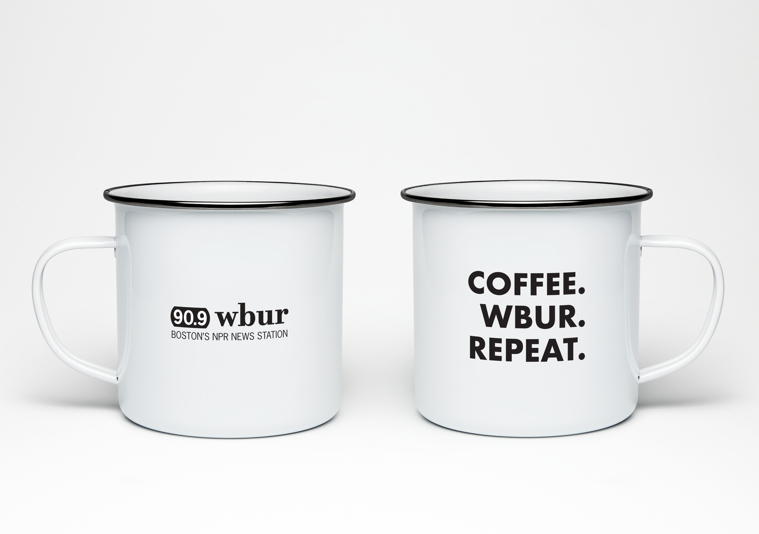 Coffee. WBUR. Repeat. camper mug for WBUR by LILLIAN LEE