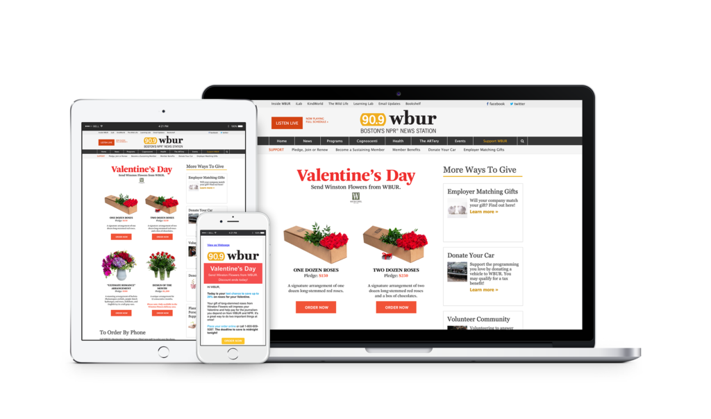 Valentine's Flower Campaign for WBUR 2020, web & digital