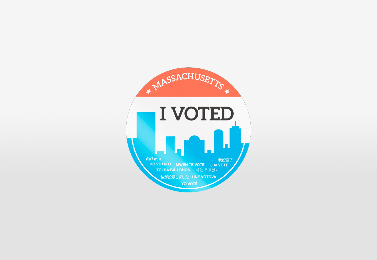 Massachusetts "I Voted" sticker by Lillian Lee, Design & Illustration