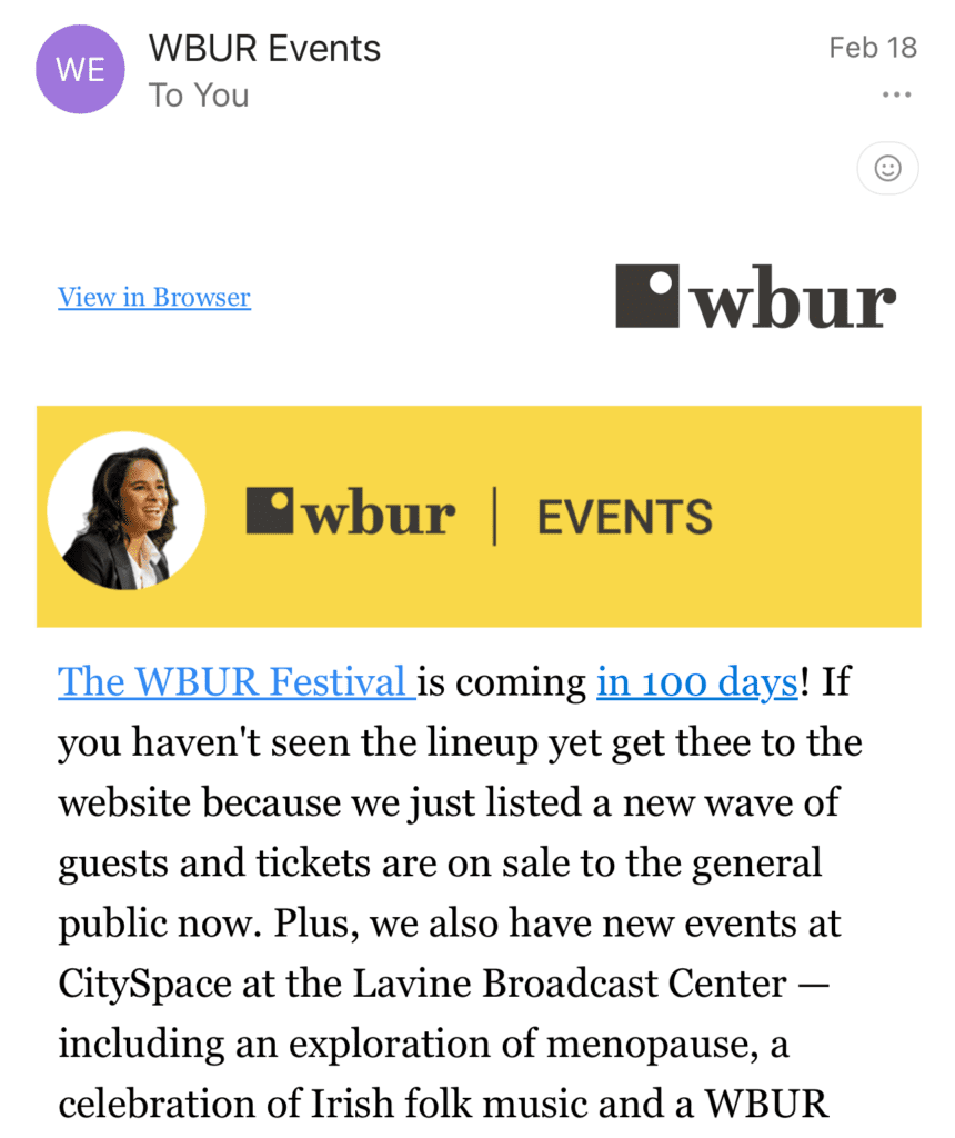 events newsletter after