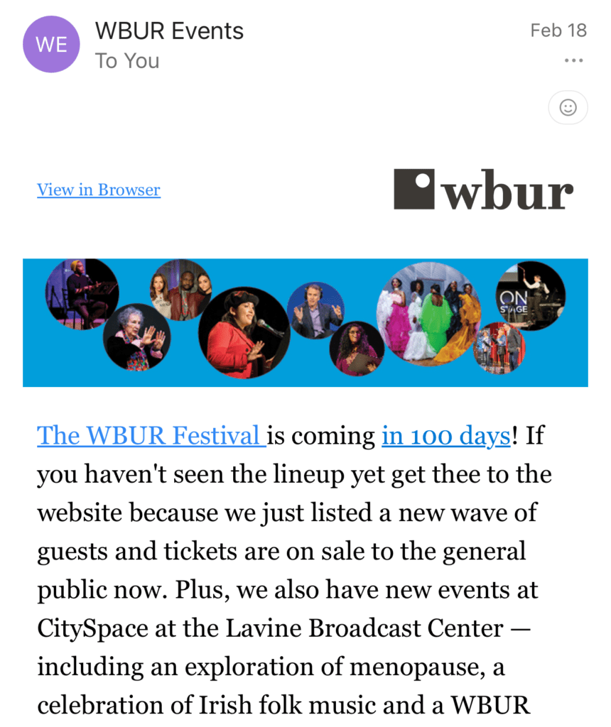 events newsletter before